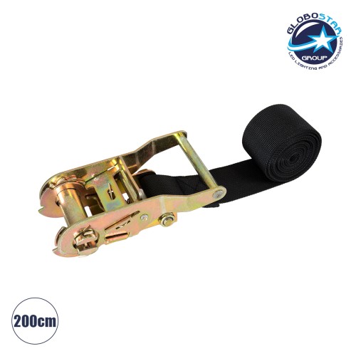 GLOBOSTAR® 90480 Ιμάντας με Καστάνια για Τοποθέτηση Φωτιστικών Σποτ σε κορμό Φυτών & Δέντρων - Μαύρο & Χρυσό - Μ200 x Π7.5 x Υ5cm