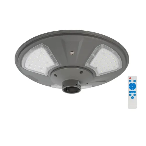 GLOBOSTAR® PARK 90500 Φωτιστικό Κεφαλής Post Top Πλατείας/Πάρκου LED 20W 900lm 120° με Ενσωματωμένο Φωτοβολταϊκό Panel 6V 20W & Επαναφορτιζόμενη Μπαταρία Li-ion 3.2V 25000mAh με Αισθητήρα Ημέρας-Νύχτας Αδιάβροχο IP65 Ψυχρό Λευκό 6000K - Γκρι Ανθρακί -