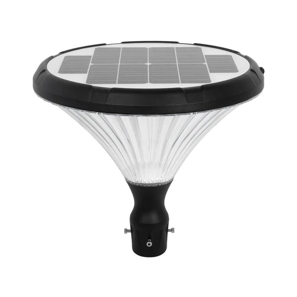 GLOBOSTAR® SQUARE 90502 Φωτιστικό Κεφαλής Post Top Πλατείας/Πάρκου/Κήπου LED 40W 2000lm 120° DC 5V με Ενσωματωμένο Φωτοβολταϊκό Panel 6V 12W & Επαναφορτιζόμενη Μπαταρία Li-ion 3.2V 15000mAh με Αισθητήρα Ημέρας-Νύχτας Αδιάβροχο IP65 Ψυχρό Λευκό 6000K -