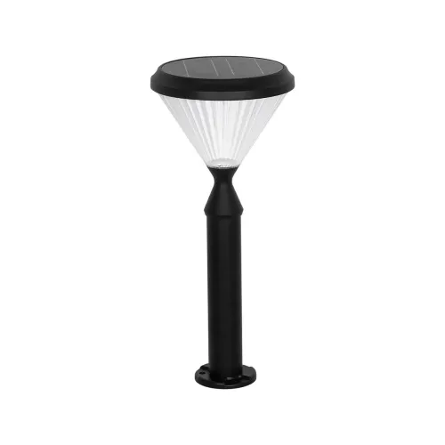 GLOBOSTAR® VEGGIE 90522 Φωτιστικό Κολωνάκι Κήπου LED 10W 500lm 120° με Ενσωματωμένο Φωτοβολταϊκό Panel 6V 2W & Επαναφορτιζόμενη Μπαταρία Li-ion 3.2V 6000mAh με Αισθητήρα Ημέρας-Νύχτας Αδιάβροχο IP65 Ψυχρό Λευκό 6000K - Sanan SMD Chip - Μαύρο - Μ26 x Π