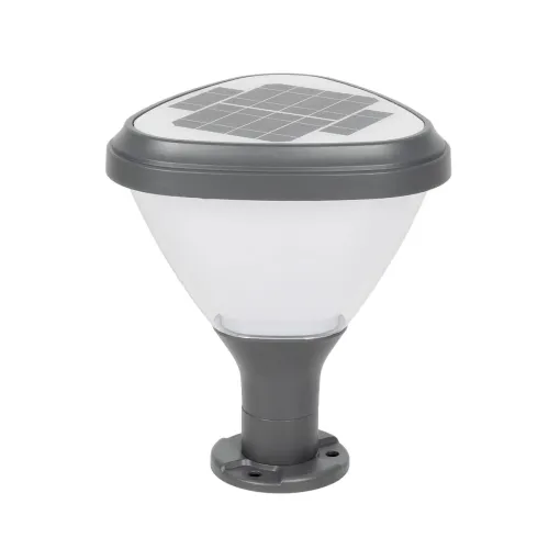 GLOBOSTAR® NATURE 90532 Φωτιστικό Κολωνάκι Κήπου LED 10W 500lm 120° DC 5V με Ενσωματωμένο Φωτοβολταϊκό Panel 6V 2W & Επαναφορτιζόμενη Μπαταρία Li-ion 3.2V 8000mAh με Αισθητήρα Ημέρας-Νύχτας Αδιάβροχο IP65 Ψυχρό Λευκό 6000K - Sanan SMD Chip - Γκρι Ανθρ