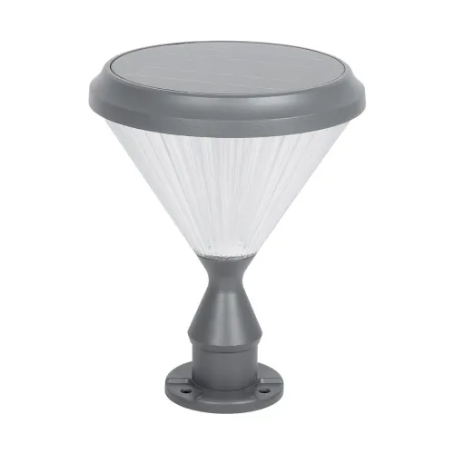 GLOBOSTAR® SHARP 90533 Φωτιστικό Κολωνάκι Κήπου LED 10W 500lm 120° DC 5V με Ενσωματωμένο Φωτοβολταϊκό Panel 6V 2W & Επαναφορτιζόμενη Μπαταρία Li-ion 3.2V 8000mAh με Αισθητήρα Ημέρας-Νύχτας Αδιάβροχο IP65 Ψυχρό Λευκό 6000K - Sanan SMD Chip - Γκρι Ανθρα