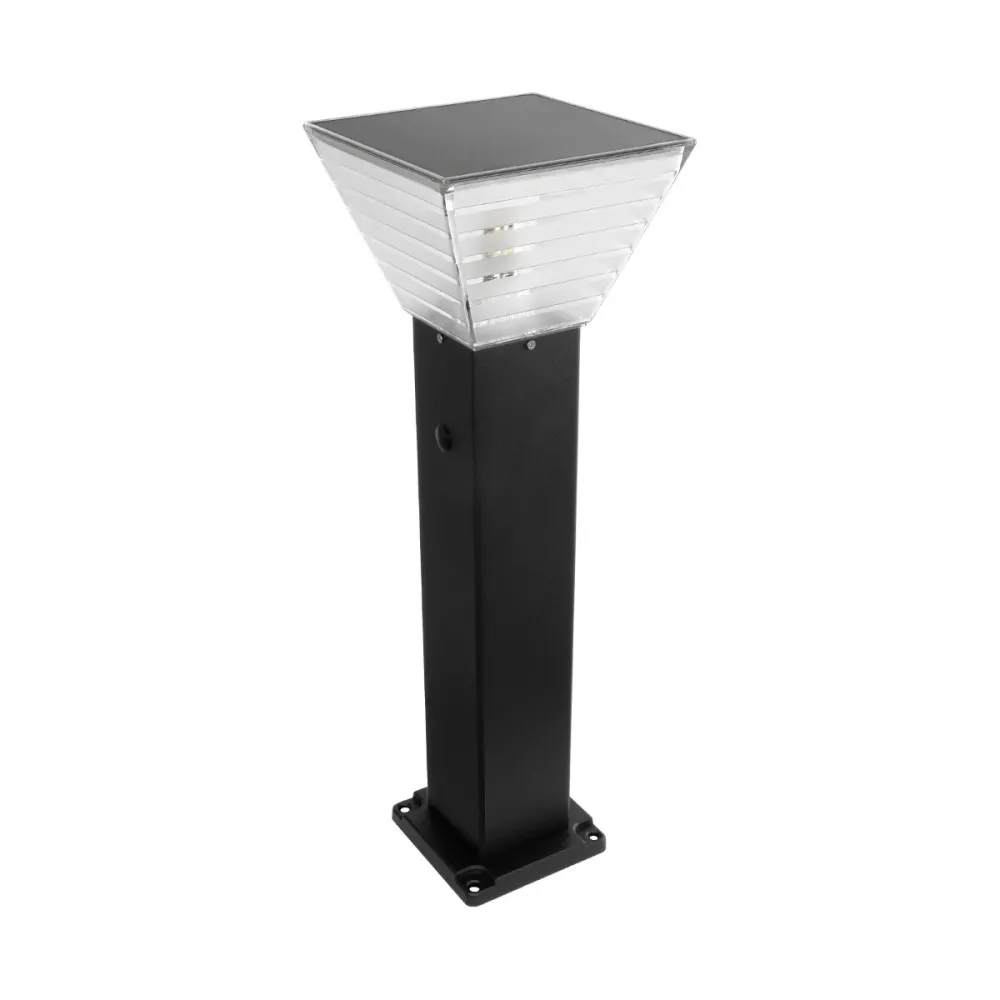 GLOBOSTAR® VEGGIE 90549 Φωτιστικό Κολωνάκι Κήπου με Ντουί 1 x E27 60° AC 220-240V Αδιάβροχο IP65 - Μαύρο - Μ20 x Π20 x Υ60cm - 2 Χρόνια Εγγύηση