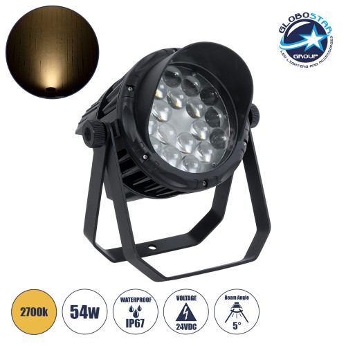 GLOBOSTAR® FLOODKARA 90818 Προβολέας Σποτ Wall Washer με Αντιθαμβωτική Γρίλια LED 54W 6480lm 5° DC 24V Αδιάβροχο IP67 Θερμό Λευκό 2700K Dimmable - CREE XPE Chip - Γκρι Ανθρακί - Μ28 x Π32 x H27cm - 3 Χρόνια Εγγύηση
