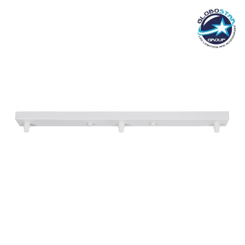 GLOBOSTAR® WALLBASE 77522 Γραμμική Μεταλλική Ροζέτα για Κρέμαση 3 Φωτιστικών - Λευκό - Μ50 x Π5 x Υ4cm