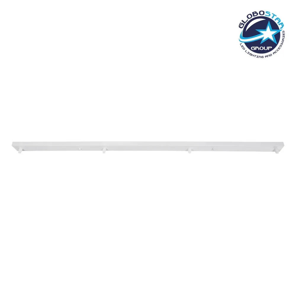GLOBOSTAR® WALLBASE 77524 Γραμμική Μεταλλική Ροζέτα για Κρέμαση 4 Φωτιστικών - Λευκό - Μ120 x Π5 x Υ4cm