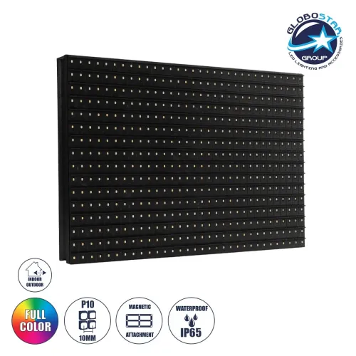 GLOBOSTAR® MODULCO 90385 Module Πλακίδιο Κυλιόμενης Ψηφιακής Επιγραφής/Οθόνης 32x16cm P10 LED 40W Nits ≥5500cd/㎡ DC 5V Αδιάβροχο IP65 RGB - Μ32 x Π1.8 x Υ16cm - 2 Χρόνια Εγγύηση