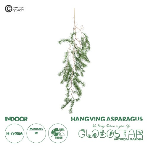 GloboStar® Artificial Garden ASPARAGUS HANGING PLANT 20621 Τεχνητό Διακοσμητικό Κρεμαστό Φυτό Σπαράγγι Υ98cm