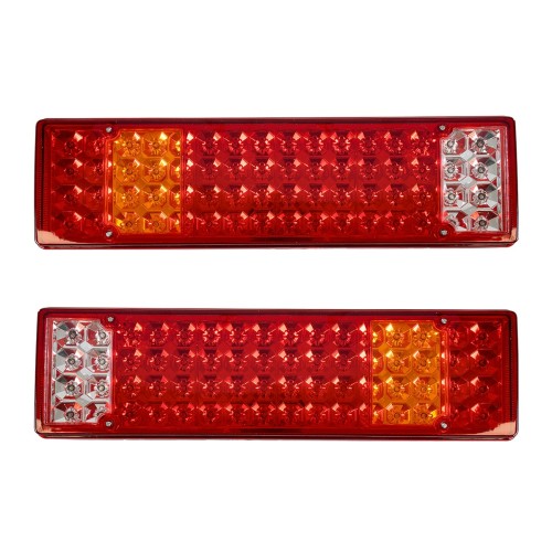 GLOBOSTAR® TAILIGHT 999-0256 Πίσω Φανάρι Οχημάτων LED 9W 360lm 180° DC 24V Αδιάβροχο IP66 Πορτοκαλί & Κόκκινο & Ψυχρό Λευκό 6000K - Πακέτο 2 Τεμαχίων - Μ46 x Π13 x Υ7cm - 1 Χρόνο Εγγύηση