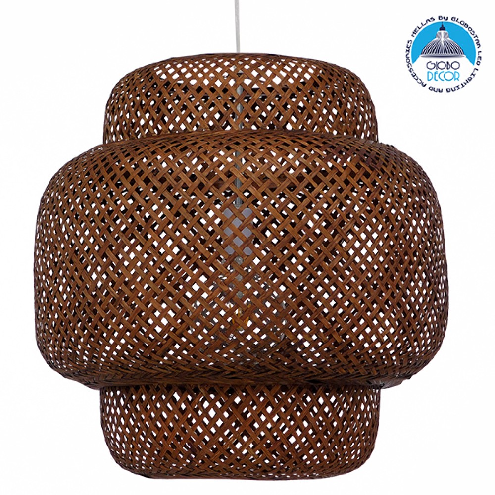 GLOBOSTAR® MALDIVES 01658 Boho Κρεμαστό Φωτιστικό Οροφής με Ντουί 1 x E27 AC 220-240V IP20 - Καφέ - Μ56 x Π56 x Υ54cm