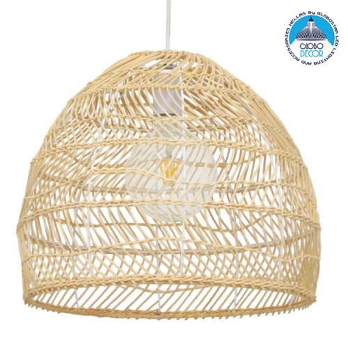 GLOBOSTAR® MALIBU 00973 Boho Κρεμαστό Φωτιστικό Οροφής με Ντουί 1 x E27 AC 220-240V IP20 - Μπεζ - Μ40 x Π40 x Υ35cm