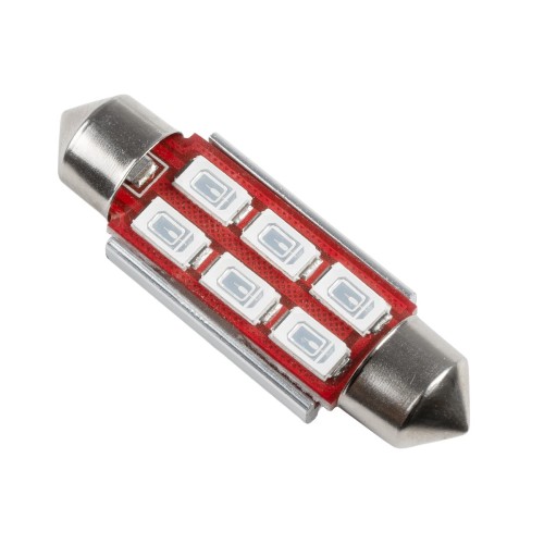 GloboStar® C5W 81317 Λάμπα Αυτοκίνητου 39mm FESTOON  2nd Generation Can-Bus Series LED 6 SMD 5630 4W 480lm 120° DC 12V IP20 Μπλε