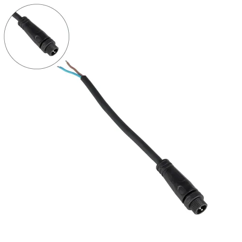 GLOBOSTAR® CONNECTOR 999-0266 2 Pin Σύνδεσμος Τροφοδοσίας για Wall Washers & Προβολείς με Είσοδο 2 x 0.25mm2 & Έξοδο 1 x Θηλυκό Βύσμα Αδιάβροχο IP65 - Μαύρο - Μ20 x Π1.5 x Υ1.5cm