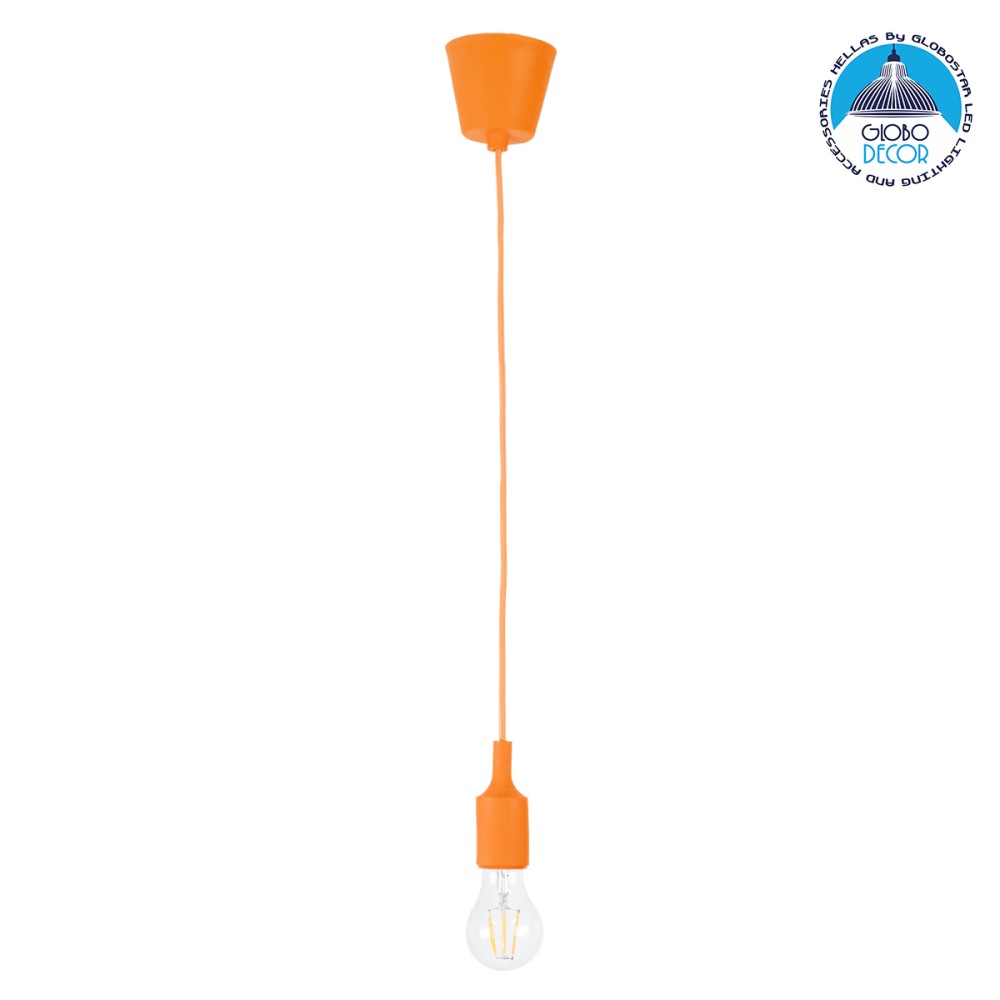 GLOBOSTAR® CABLITO 61554 Μοντέρνο Κρεμαστό Φωτιστικό Οροφής με Ντουί 1 x E27 AC 220-240V IP20 - Πορτοκαλί - Μ4 x Π4 x Υ110cm