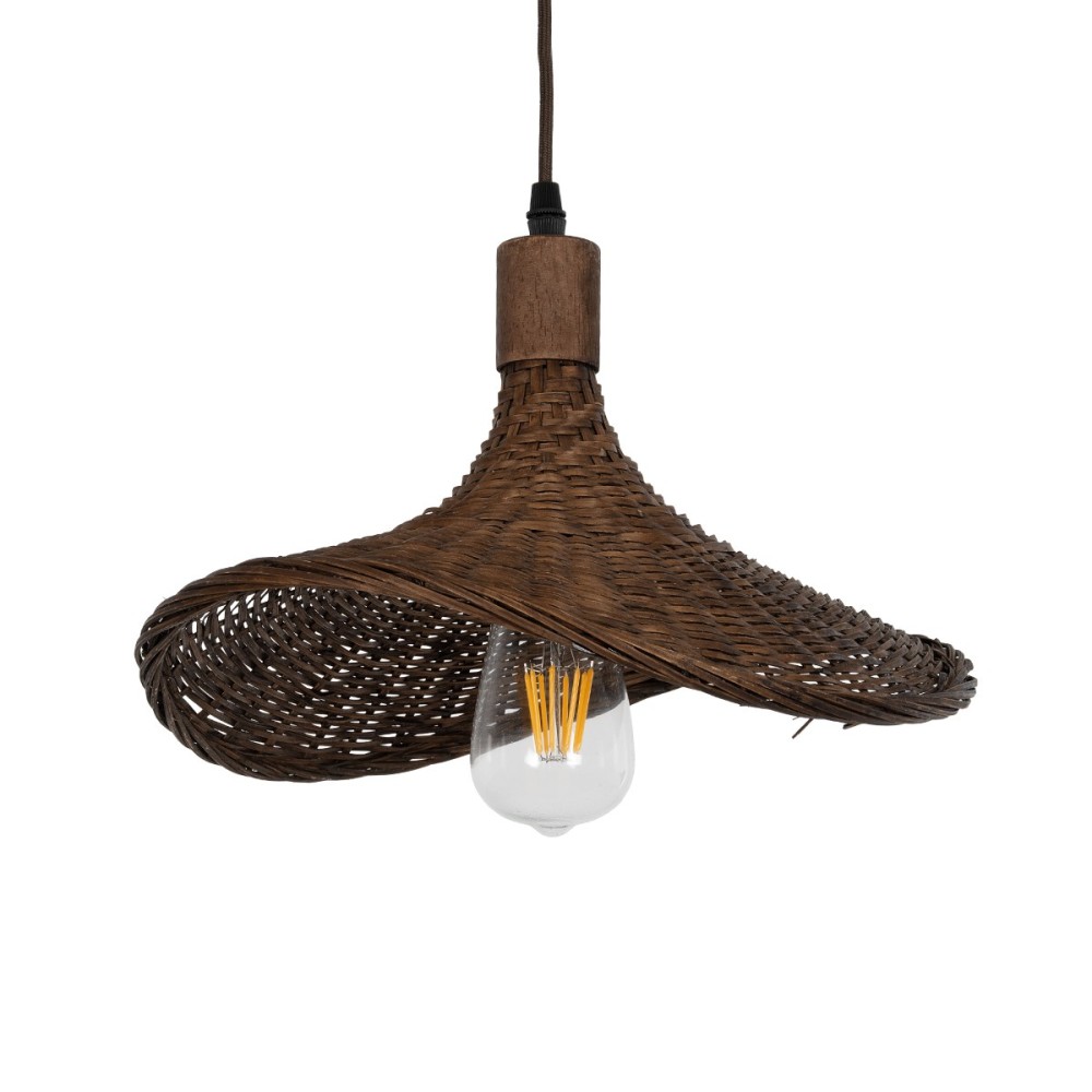 GLOBOSTAR® CUBA 01716 Boho Κρεμαστό Φωτιστικό Οροφής με Ντουί 1 x E27 AC 220-240V IP20 - Καφέ - Μ33 x Π30 x Υ22cm