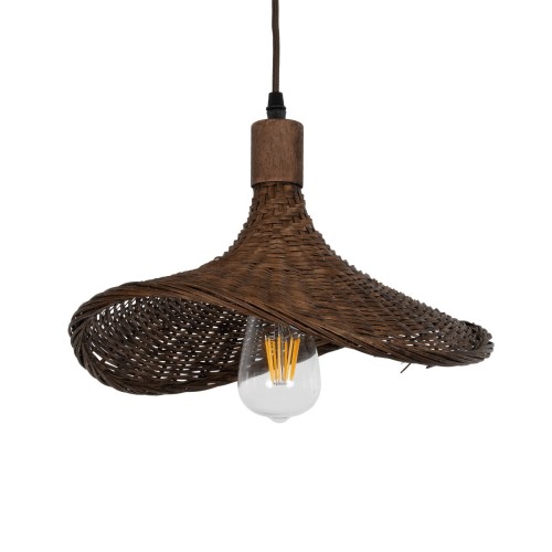 GLOBOSTAR® CUBA 01716 Boho Κρεμαστό Φωτιστικό Οροφής με Ντουί 1 x E27 AC 220-240V IP20 - Καφέ - Μ33 x Π30 x Υ22cm