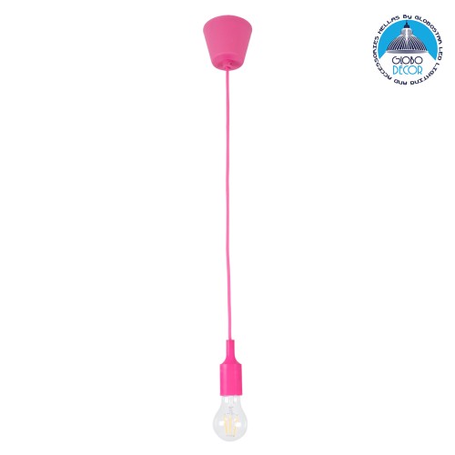 GLOBOSTAR® CABLITO 61552 Μοντέρνο Κρεμαστό Φωτιστικό Οροφής με Ντουί 1 x E27 AC 220-240V IP20 - Ροζ - Μ4 x Π4 x Υ110cm