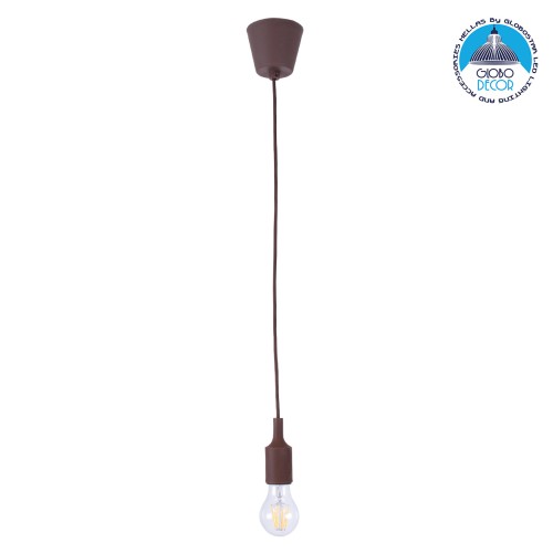 GLOBOSTAR® CABLITO 61561 Μοντέρνο Κρεμαστό Φωτιστικό Οροφής με Ντουί 1 x E27 AC 220-240V IP20 - Καφέ - Μ4 x Π4 x Υ110cm