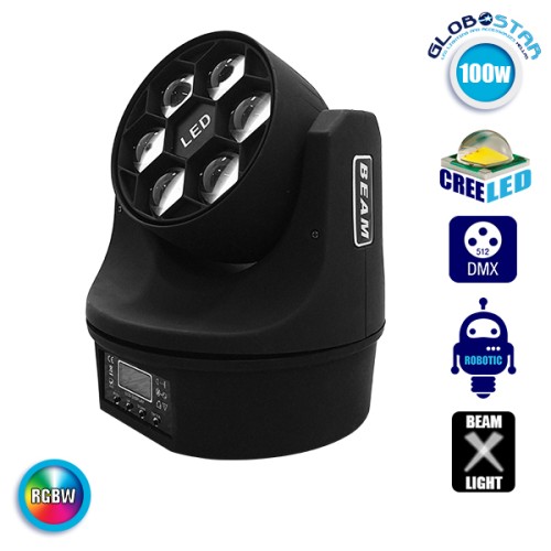GLOBOSTAR® MINIBEE 51122 Stage Κινούμενη Ρομποτική Κεφαλή Bee Eye Super Beam & Wash LED 90W Zoom 6°/51° AC 220-240V IP20 6 x 15W CREE Chip Πολύχρωμο RGBW Dimmable DMX512 Protocol 11/14 Channels - Μ18 x Π20.6 x Υ24.7cm - 2 Χρόνια Εγγύηση
