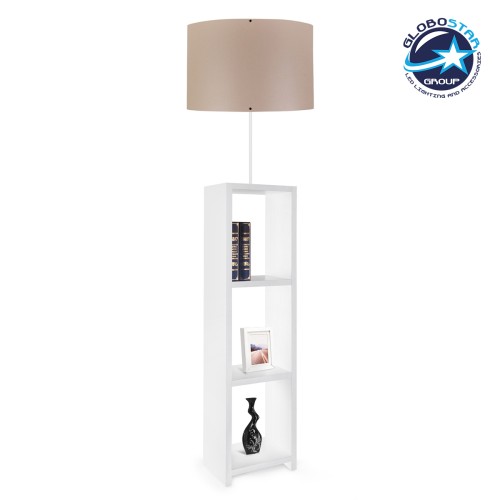 GLOBOSTAR® WOODO 204-0052 Μοντέρνο Επιδαπέδιο Φωτιστικό με Ντουί 1 x E27 AC 220-240V IP20 - Λευκό & Μπεζ - Μ38 x Π38 x Υ150cm