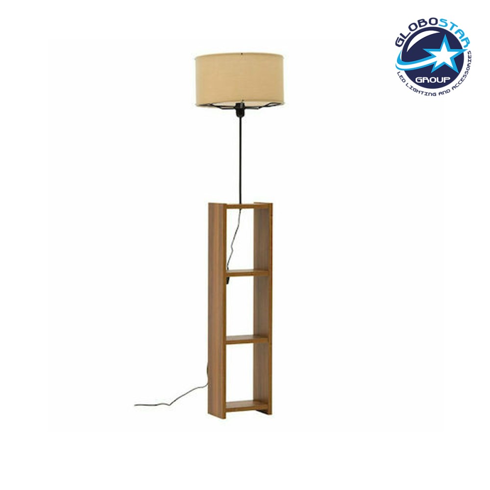 GLOBOSTAR® WOODO 204-0050 Μοντέρνο Επιδαπέδιο Φωτιστικό με Ντουί 1 x E27 AC 220-240V IP20 - Καφέ & Μπεζ - Μ38 x Π38 x Υ150cm