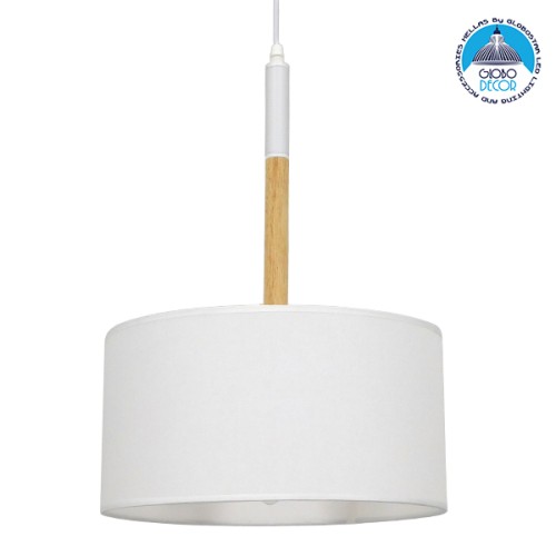 GLOBOSTAR® BRONX 01518 Μοντέρνο Κρεμαστό Φωτιστικό Οροφής με Ντουί 1 x E27 AC 220-240V IP20 - Λευκό - Μ35 x Π35 x Υ50cm