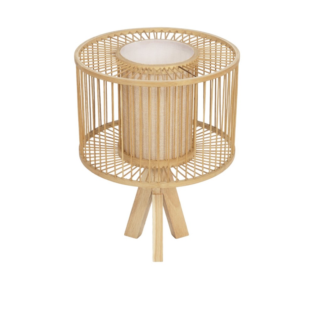 GLOBOSTAR® TULUM 01993 Boho Επιτραπέζιο Φωτιστικό Πορτατίφ με Ντουί 1 x E27 AC 220-240V IP20 - Μπεζ - Μ30 x Π30 x Υ40cm