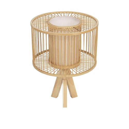 GLOBOSTAR® TULUM 01993 Boho Επιτραπέζιο Φωτιστικό Πορτατίφ με Ντουί 1 x E27 AC 220-240V IP20 - Μπεζ - Μ30 x Π30 x Υ40cm