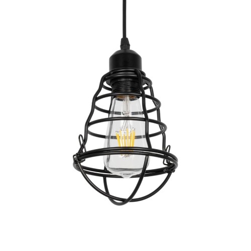 GLOBOSTAR® ALDO 999-0096 Vintage Κρεμαστό Φωτιστικό Οροφής με Ντουί 1 x E27 AC 220-240V IP20 - Μαύρο - Μ15 x Π15 x Υ24cm