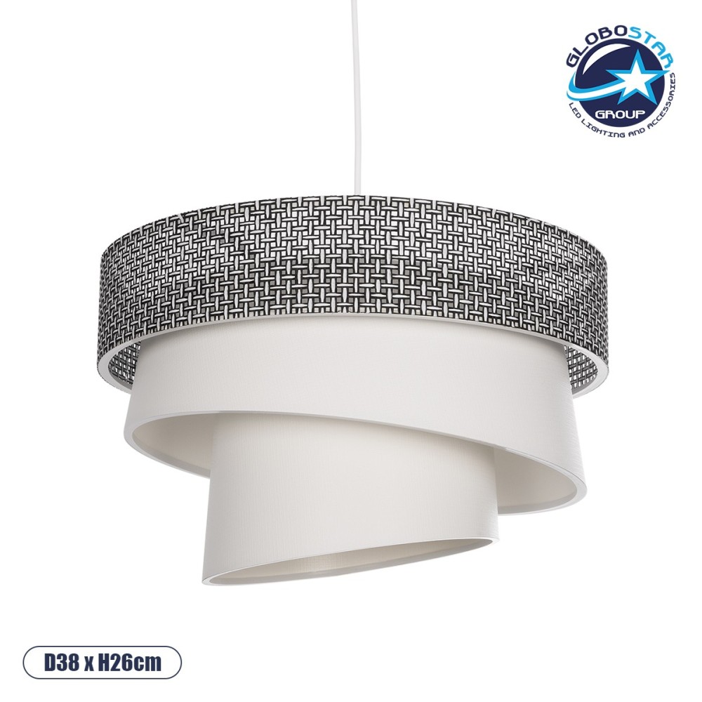 GLOBOSTAR® SIERA 203-0170 Μοντέρνο Κρεμαστό Φωτιστικό Οροφής με Ντουί 1 x E27 AC 220-240V IP20 - Μαύρο & Λευκό - Μ38 x Π38 x Υ26cm