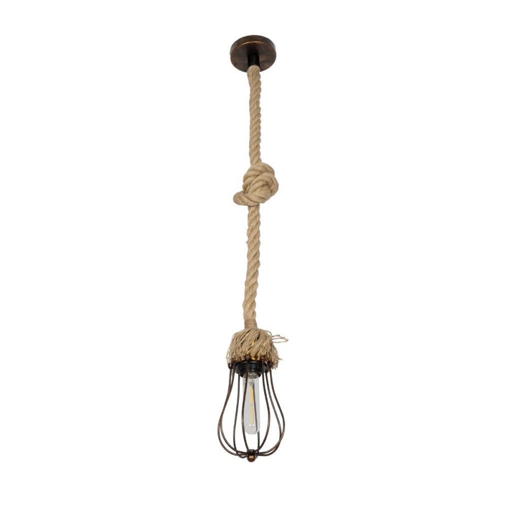 GLOBOSTAR® CAMBER 999-0200 Vintage Κρεμαστό Φωτιστικό Οροφής με Ντουί 1 x E27 AC 220-240V IP20 - Χάλκινο & Μπεζ - Μ12 x Π12 x Υ80cm
