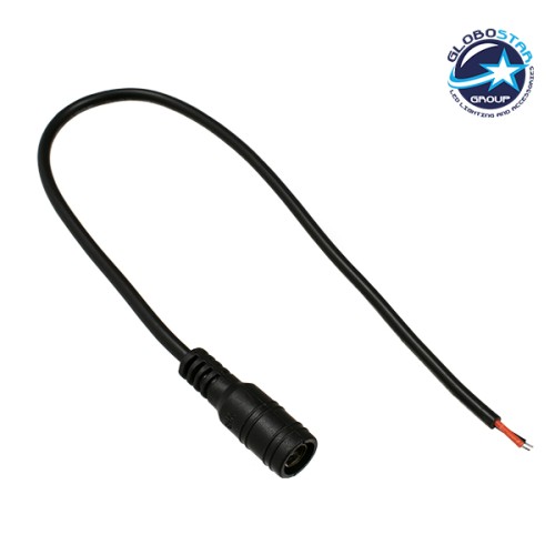 GLOBOSTAR® STRIPDC 70735 Ταχυσύνδεσμος DC Jack 5.5x2.1mm Θηλυκός για Ταινία LED IP20 - Μαύρο - Μ30 x Π2.1 x Υ2.1cm