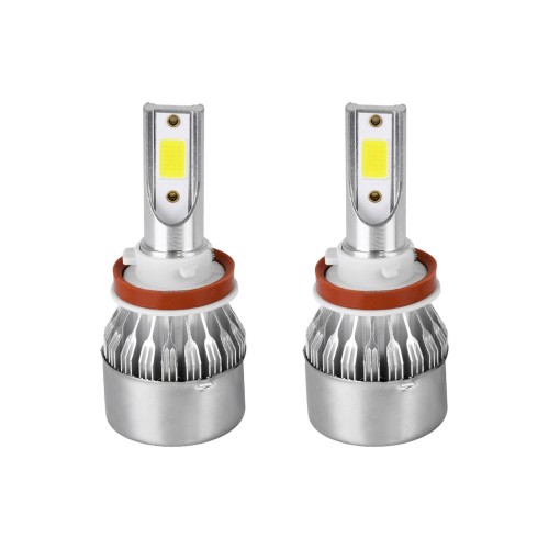 GloboStar® 82004 H8 C6 Line KIT Βασικού Φωτισμού Αυτοκινήτου & Φορτηγού 1st Generation Can-Bus Series LED CREE CXB COB 24W/48W 3600lm/7200lm DC 12-24V Αδιάβροχο IP65 Ψυχρό Λευκό 6000K