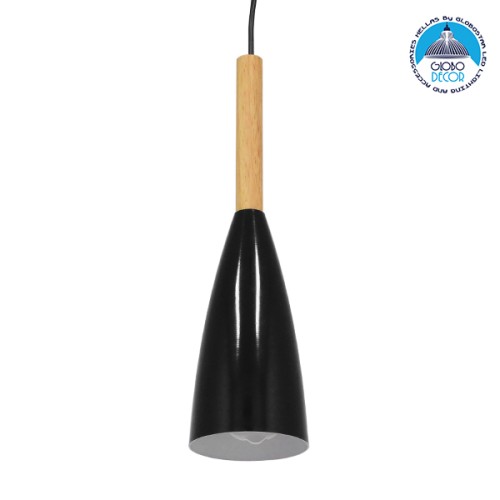 GLOBOSTAR® DILLON 00877 Μοντέρνο Κρεμαστό Φωτιστικό Οροφής με Ντουί 1 x E27 AC 220-240V IP20 - Μαύρο - Μ11 x Π11 x Υ36cm