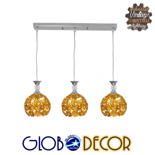 GLOBOSTAR® BOUQUET 01671 Μοντέρνο Κρεμαστό Φωτιστικό Οροφής με Ντουί 3 x E27 AC 220-240V IP20 - Πολύχρωμο - Μ64 x Π18 x Υ24cm