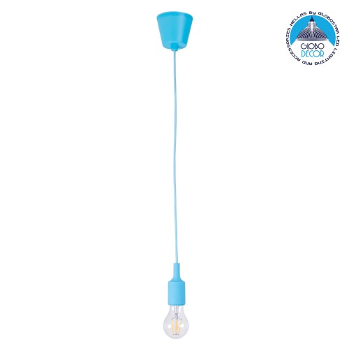 GLOBOSTAR® CABLITO 61559 Μοντέρνο Κρεμαστό Φωτιστικό Οροφής με Ντουί 1 x E27 AC 220-240V IP20 - Γαλάζιο - Μ4 x Π4 x Υ110cm