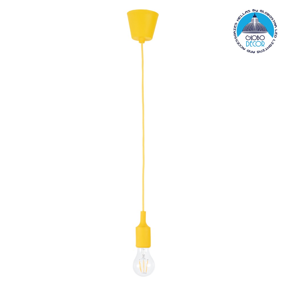 GLOBOSTAR® CABLITO 61555 Μοντέρνο Κρεμαστό Φωτιστικό Οροφής με Ντουί 1 x E27 AC 220-240V IP20 - Κίτρινο - Μ4 x Π4 x Υ110cm