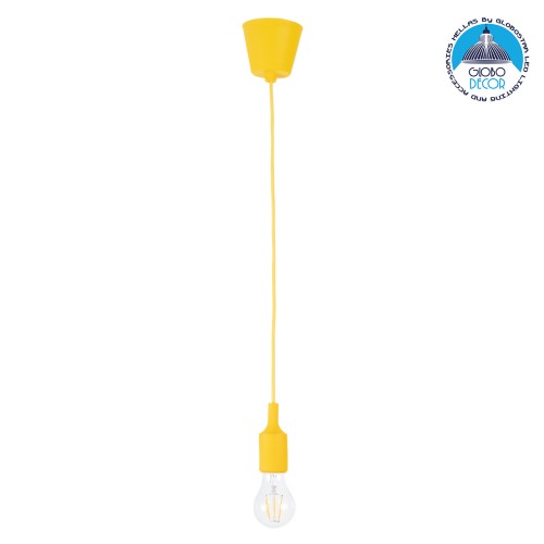 GLOBOSTAR® CABLITO 61555 Μοντέρνο Κρεμαστό Φωτιστικό Οροφής με Ντουί 1 x E27 AC 220-240V IP20 - Κίτρινο - Μ4 x Π4 x Υ110cm