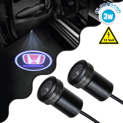 GLOBOSTAR® GHOSTLOGO 81608 Projector Προβολής Μάρκας Αυτοκινήτου "HONDA" LED 2.5W/5W 100lm/200lm 45° DC 12V Αδιάβροχο IP65 Ψυχρό Λευκό 6000K - CREE XHP35 Chip - Μ2.2 x Π3.4 x Υ2.2cm / Q1.9cm - Πακέτο 2 Τεμαχίων - 1 Χρόνο Εγγύηση