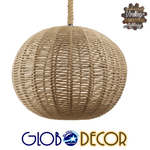 GLOBOSTAR® MANDALA 01593 Vintage Κρεμαστό Φωτιστικό Οροφής με Ντουί 1 x E27 AC 220-240V IP20 - Μπεζ - Μ60 x Π60 x Υ45cm