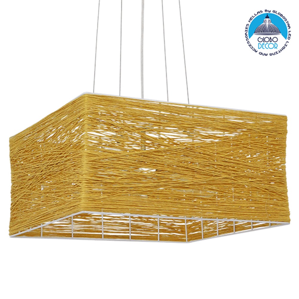 GLOBOSTAR® INCASS 01629 Vintage Κρεμαστό Φωτιστικό Οροφής με Ντουί 5 x E27 AC 220-240V IP20 - Μπεζ - Μ40 x Π40 x Υ22.5cm