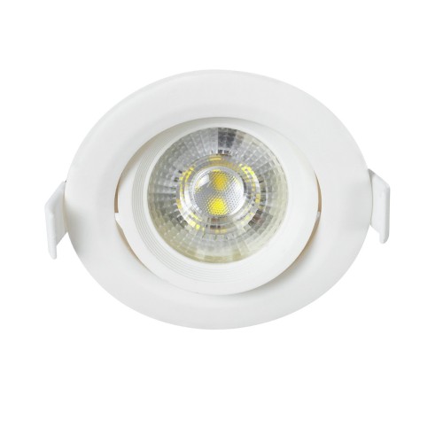 GLOBOSTAR® DE VALERA 60182 Χωνευτό Κινούμενο Downlight Σποτ LED 5W 500lm 60° AC 220-240V IP20 Ψυχρό Λευκό 6000K - Bridgelux SMD Chip & TÜV SÜD Driver - Λευκό Ματ - Μ9 x Π9 x Υ4cm / Q8cm - 3 Χρόνια Εγγύηση