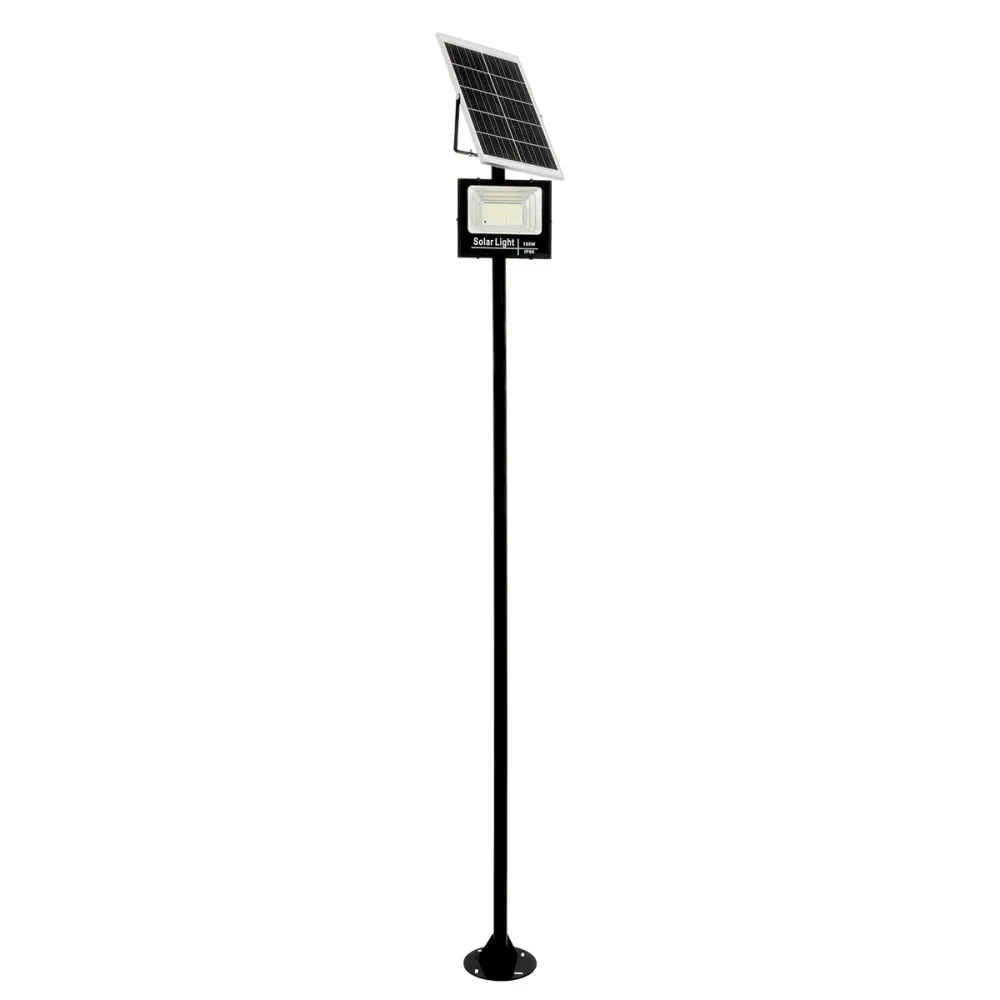GLOBOSTAR® HELIOS-280 GLB-000-0002 Μεταλλικός Γαλβανισμένος Στύλος Φωτισμού για Φωτοβολταϊκό Προβολέα Εξωτερικού Χώρου - RAL 9005 Μαύρο Ματ - Μ35 × Π25 × Υ280cm