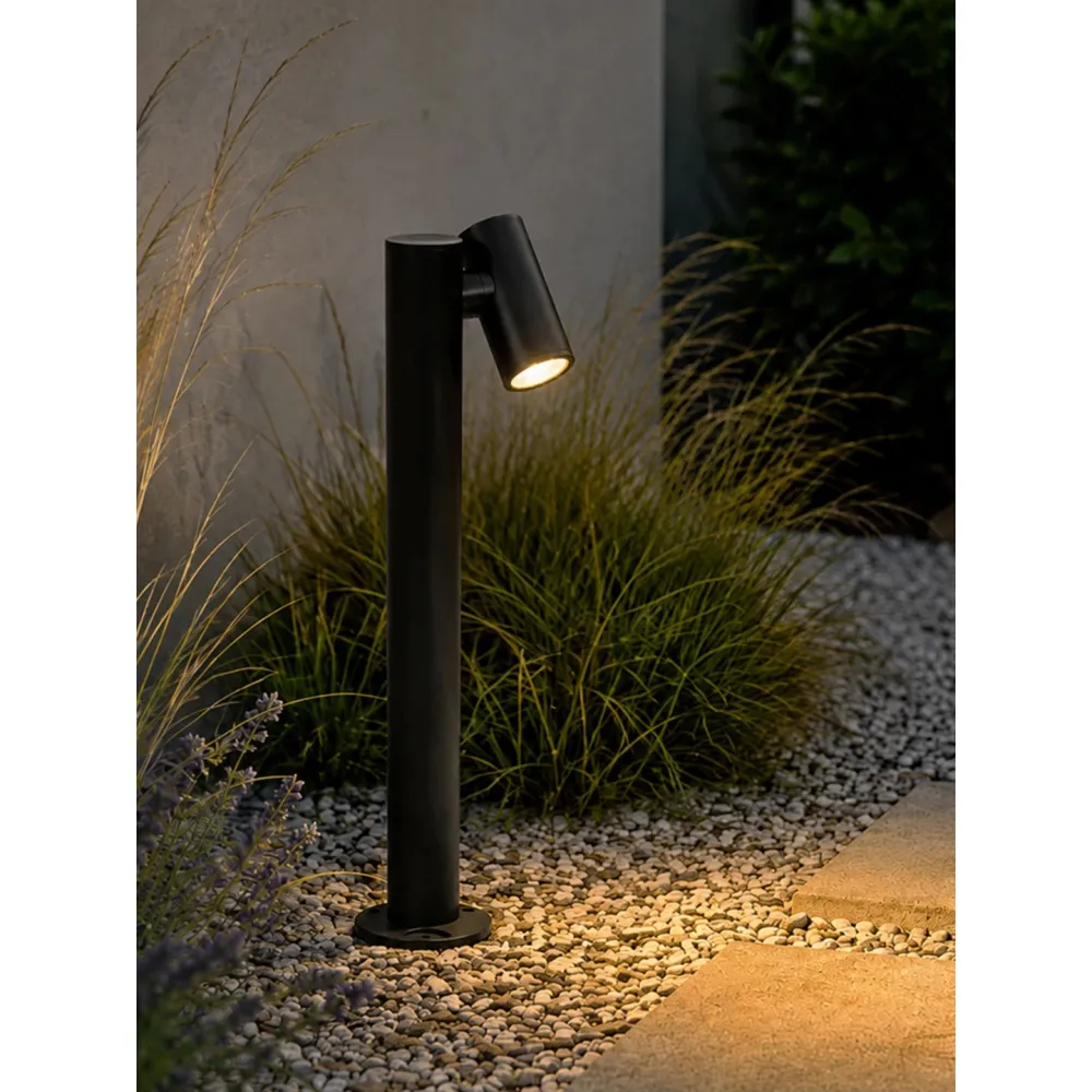 GLOBOSTAR® STEM GLB-103-0012 Φωτιστικό Κολωνάκι Κήπου LED 12W 1080lm 60° AC 220-240V Αδιάβροχο IP65 Θερμό Λευκό 2700K - Sanan SMD Chip - Μαύρο Ματ - Μ12 x Π18 x Υ60cm - 3 Χρόνια Εγγύηση