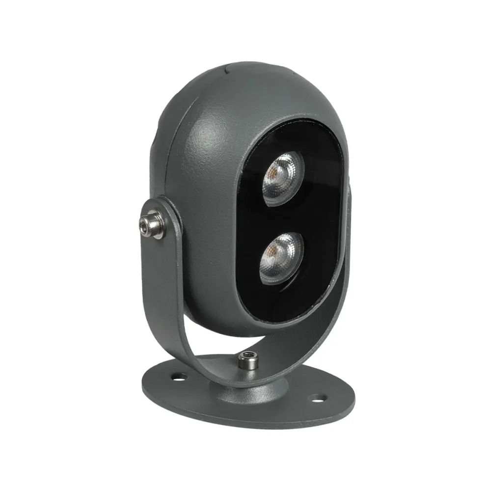GLOBOSTAR® FLOODIS GLB-103-0031 Προβολέας Σποτ Wall Washer LED 4W 360lm 24° AC 220-240V Αδιάβροχο IP65 Θερμό Λευκό 2700K - Sanan SMD Chip - Γκρι Ανθρακί Ματ - Μ7 x Π5 x Υ11cm - 3 Χρόνια Εγγύηση