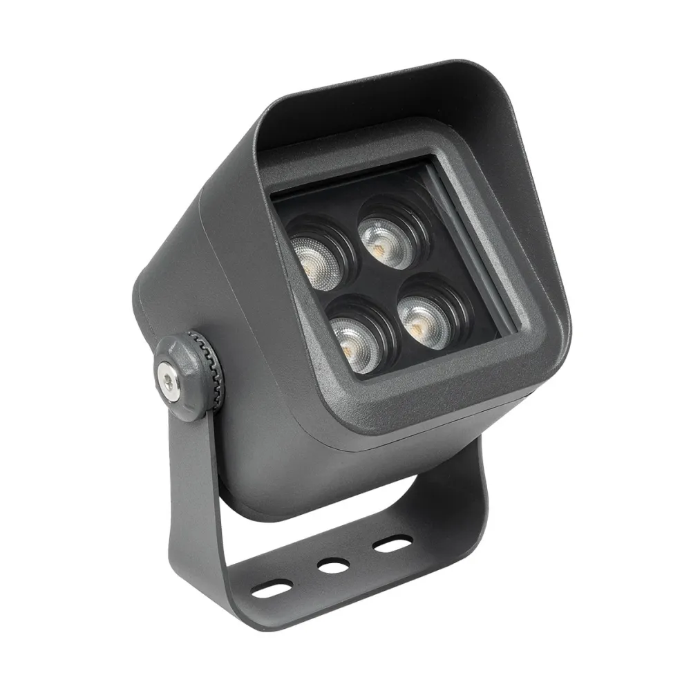 GLOBOSTAR® FLOODVIRA GLB-103-0032 Προβολέας Σποτ Wall Washer LED 8W 720lm 24° AC 220-240V Αδιάβροχο IP65 Θερμό Λευκό 2700K - Sanan SMD Chip - Γκρι Ανθρακί Ματ - Μ11 x Π9 x Υ15cm - 3 Χρόνια Εγγύηση