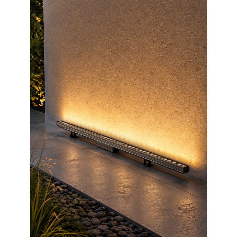 GLOBOSTAR® WASHERLUMA GLB-103-0033 Μπάρα Φωτισμού Wall Washer LED 36W 3240lm 30° AC 220-240V Αδιάβροχο IP65 Θερμό Λευκό 2700K - Sanan SMD Chip - Γκρι Ανθρακί Ματ - Μ100 x Π4 x Υ6.5cm - 3 Χρόνια Εγγύηση