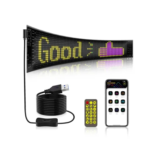 GLOBOSTAR® MATRIX GLB-106-0002 Εύκαμπτη Κυλιόμενη Ψηφιακή Επιγραφή 37.4x9.2cm P5 64x16 Pixel LED 10W DC 5V 2A με USB 2.0 Αδιάβροχο IP65 Πολύχρωμο RGB - Bluetooth Control μέσω iPIXEL APP - Μ37.4 x Π0.2 x Υ9.2cm - 2 Χρόνια Εγγύηση