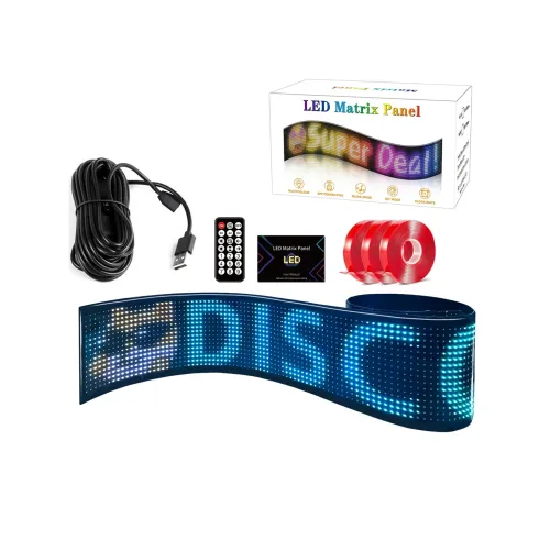 GLOBOSTAR® MATRIX GLB-106-0004 Εύκαμπτη Κυλιόμενη Ψηφιακή Επιγραφή 133x19.2cm P9 144x16 Pixel LED 10W DC 5V 2A με USB 2.0 Αδιάβροχο IP65 Πολύχρωμο RGB - Bluetooth Control μέσω iPIXEL APP - Μ133 x Π0.4 x Υ19.2cm - 2 Χρόνια Εγγύηση