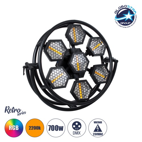 HEXA® HALO 51196 Stage Φωτιστικό Ειδικών Εφέ Digital Matrix Pixel & Blinder LED 784W 120° AC 220-240V IP20 7 x 100W COB Chip & 168 x 0.5W SMD5050 Chip Ultra Θερμό Λευκό 2200K & Πολύχρωμο RGB Dimmable DMX512 Protocol - Μ95 x Π17.5 x Υ78.5cm - 2